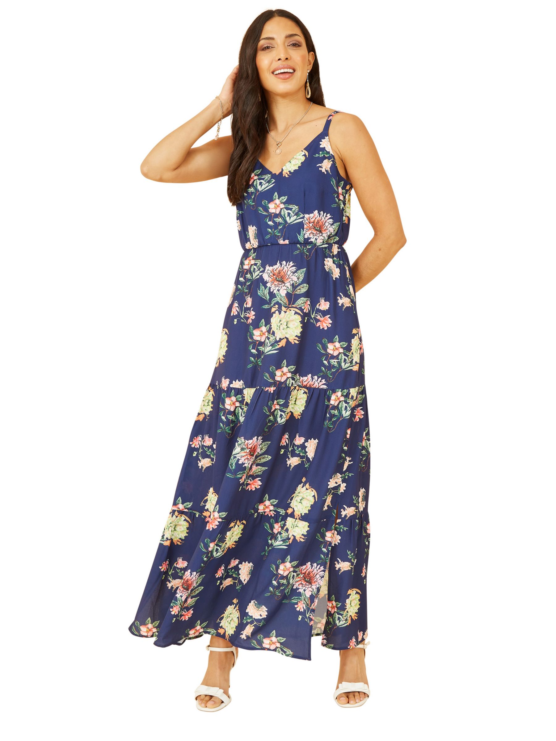 Yumi Floral Print Maxi Dress, Navy at John Lewis & Partners