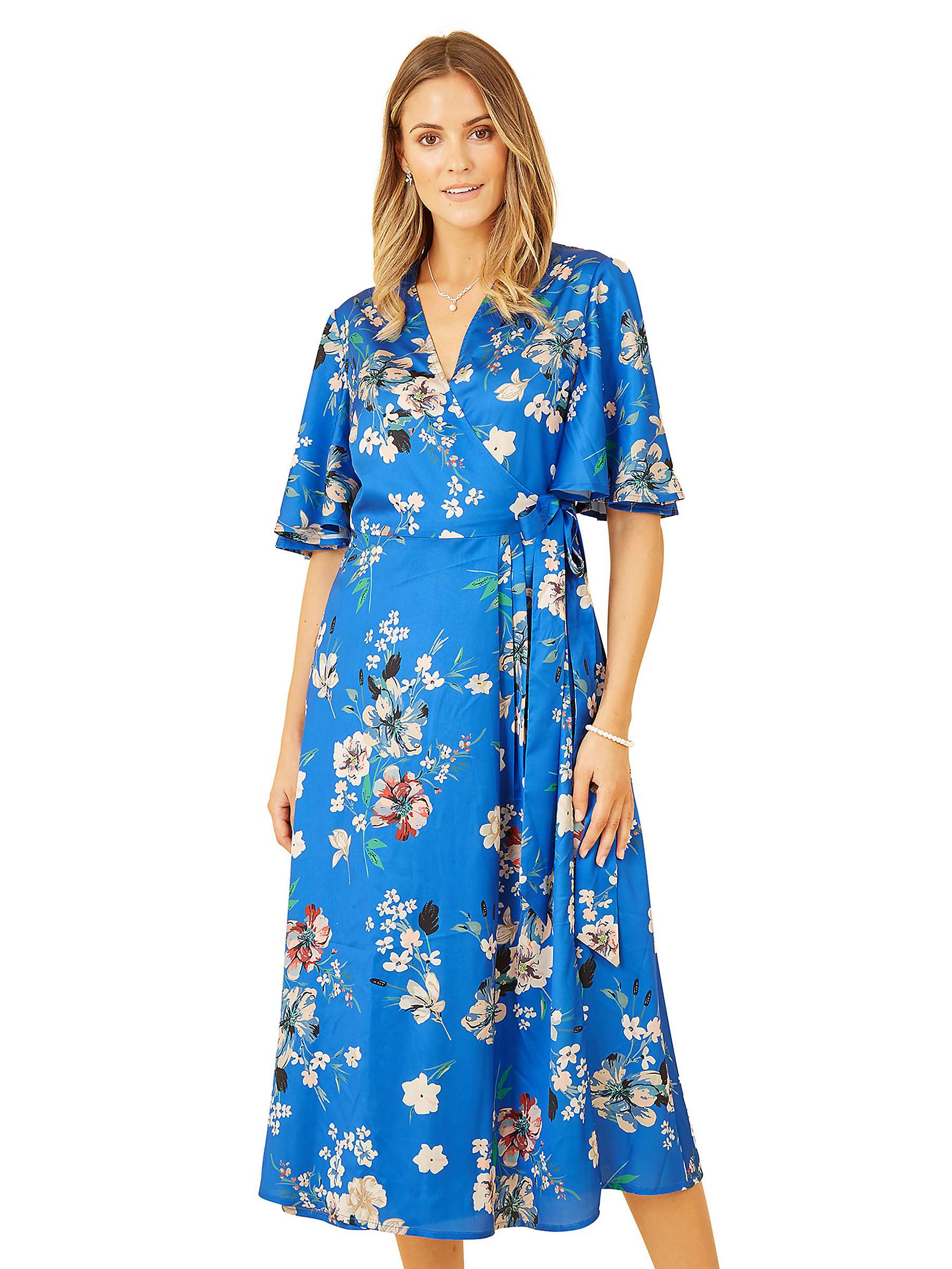 Buy Yumi Floral Print Wrap Dress, Blue Online at johnlewis.com