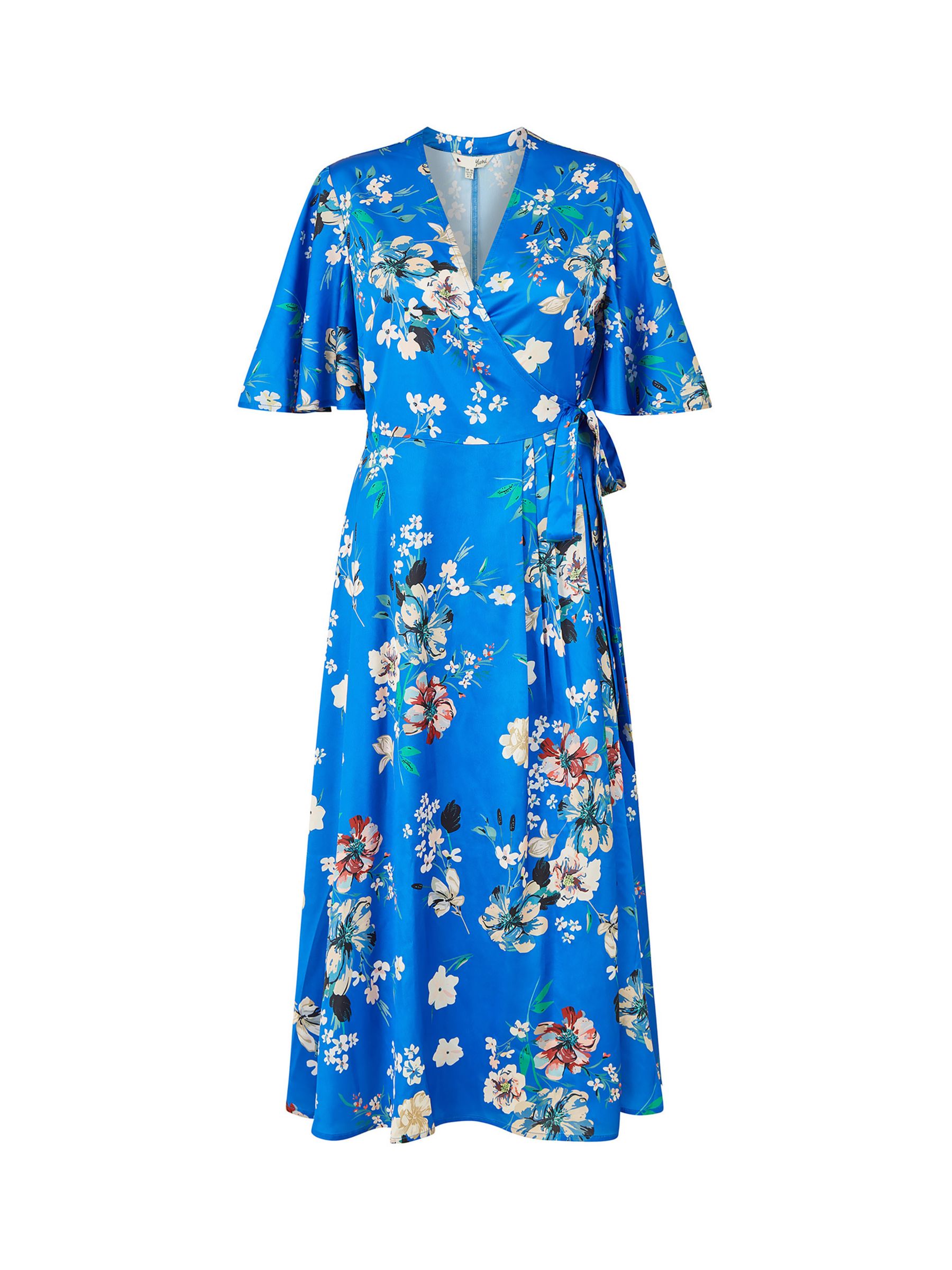 Yumi Floral Print Wrap Dress, Blue at John Lewis & Partners