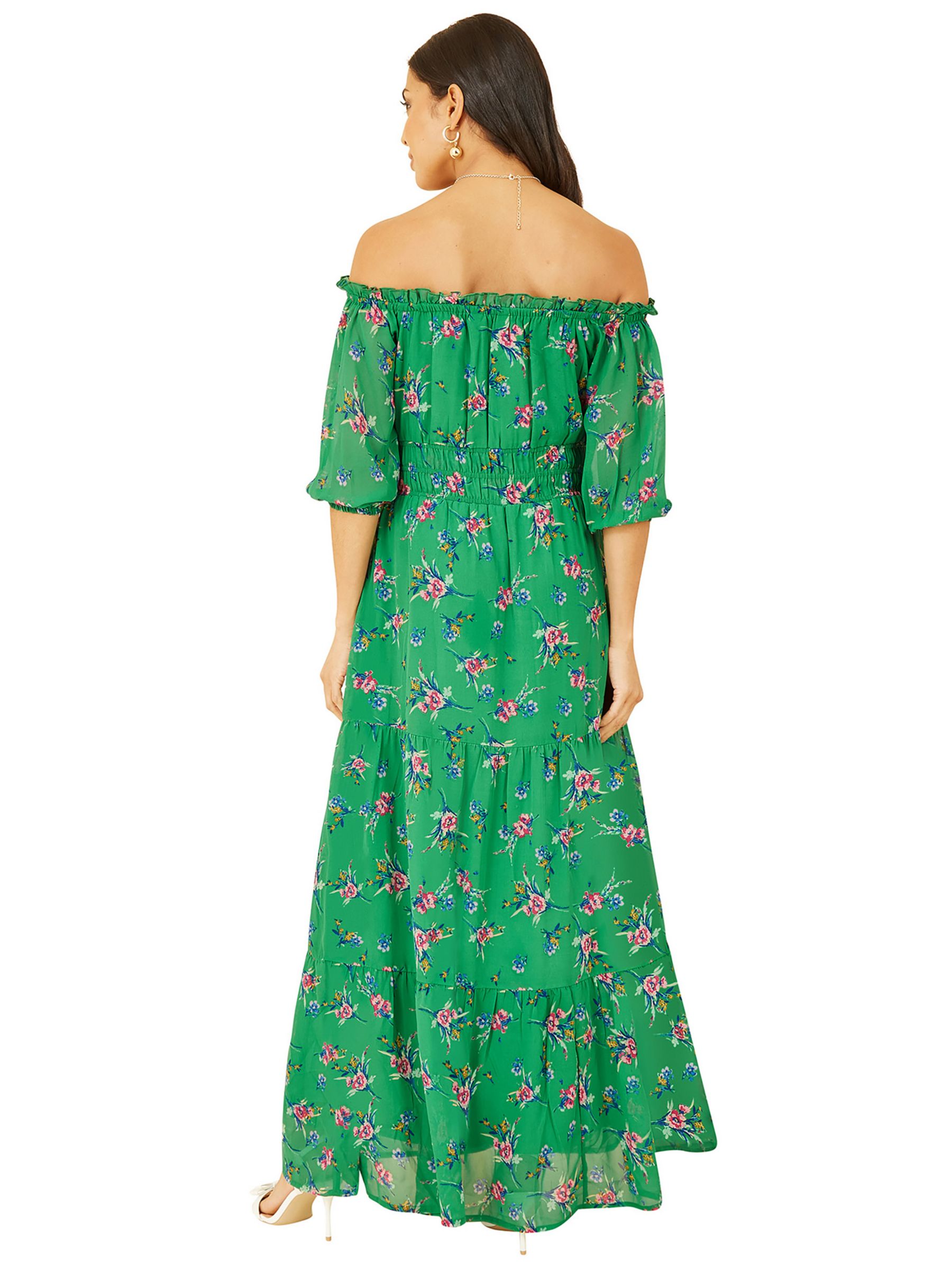 Yumi Bardot Floral Print Maxi Dress, Green at John Lewis & Partners