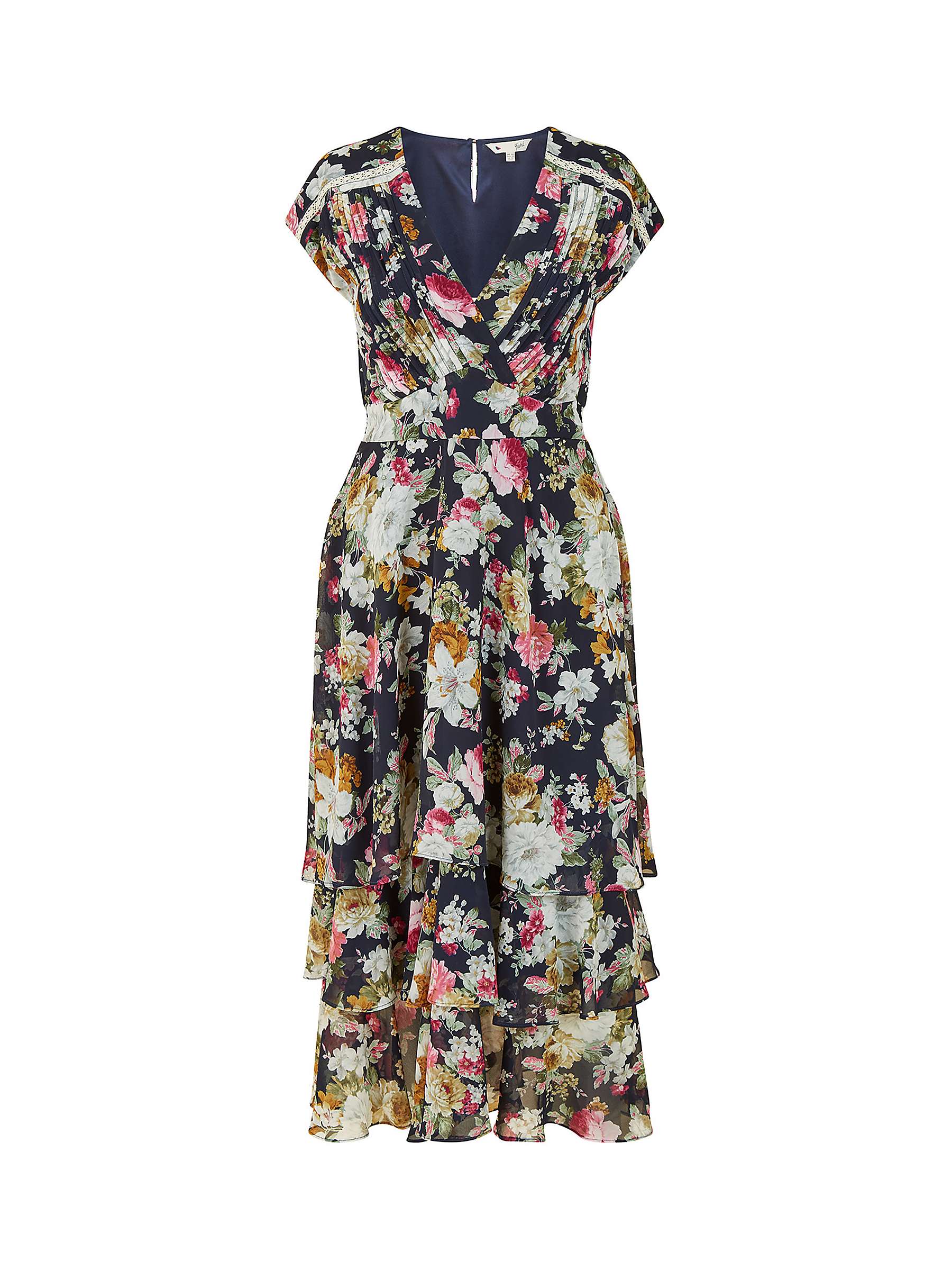 Buy Yumi Floral Tiered Midi Dress, Navy Online at johnlewis.com