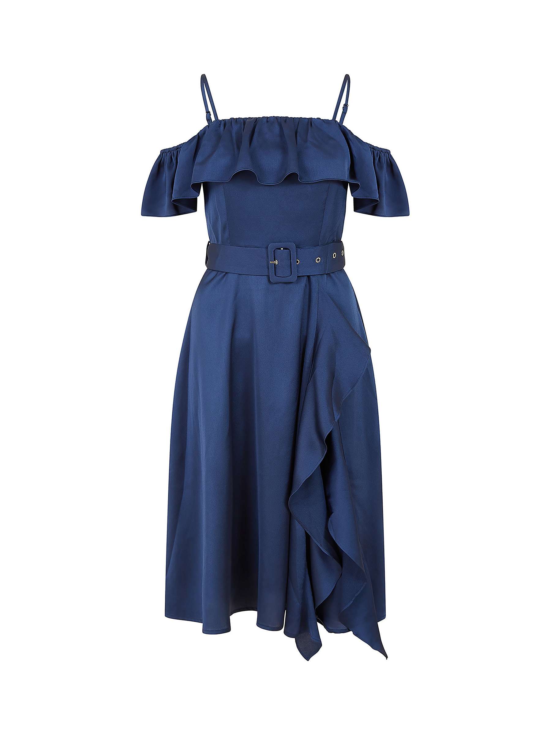 Buy Yumi Bardot Frill Satin Mini Dress, Navy Online at johnlewis.com