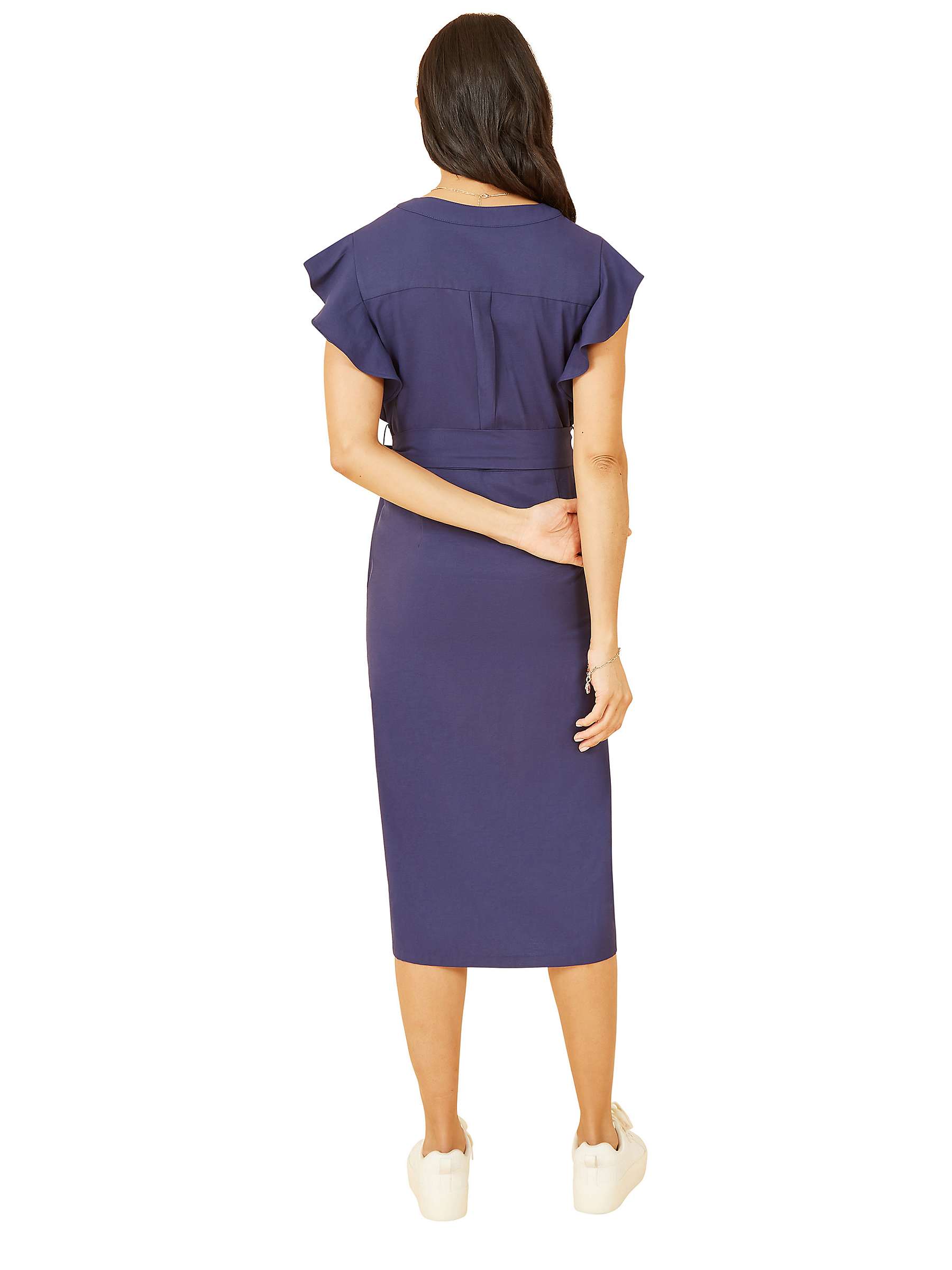 Buy Yumi Frill Sleeve Button Shirt Dress, Navy Online at johnlewis.com