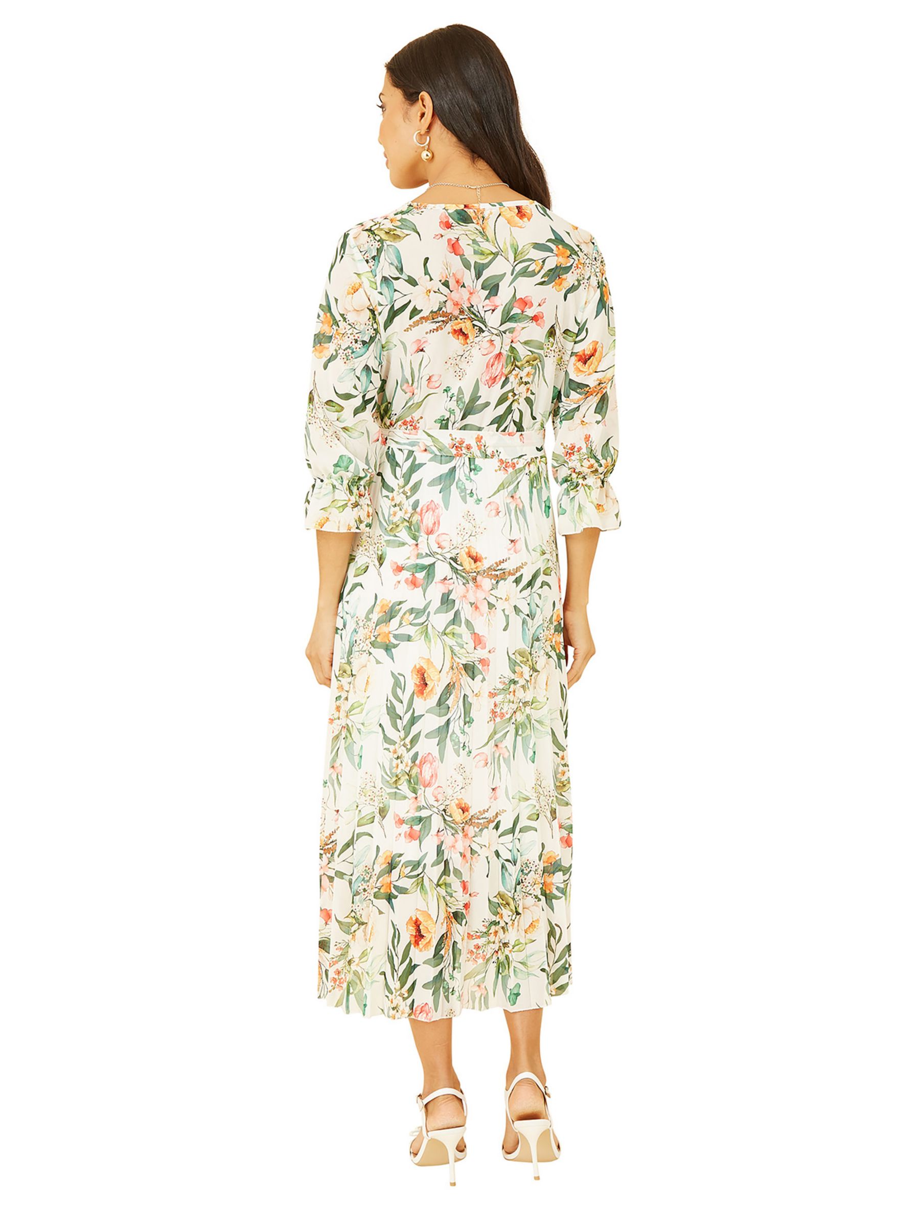 Yumi Floral Print Midi Dress, Ivory at John Lewis & Partners