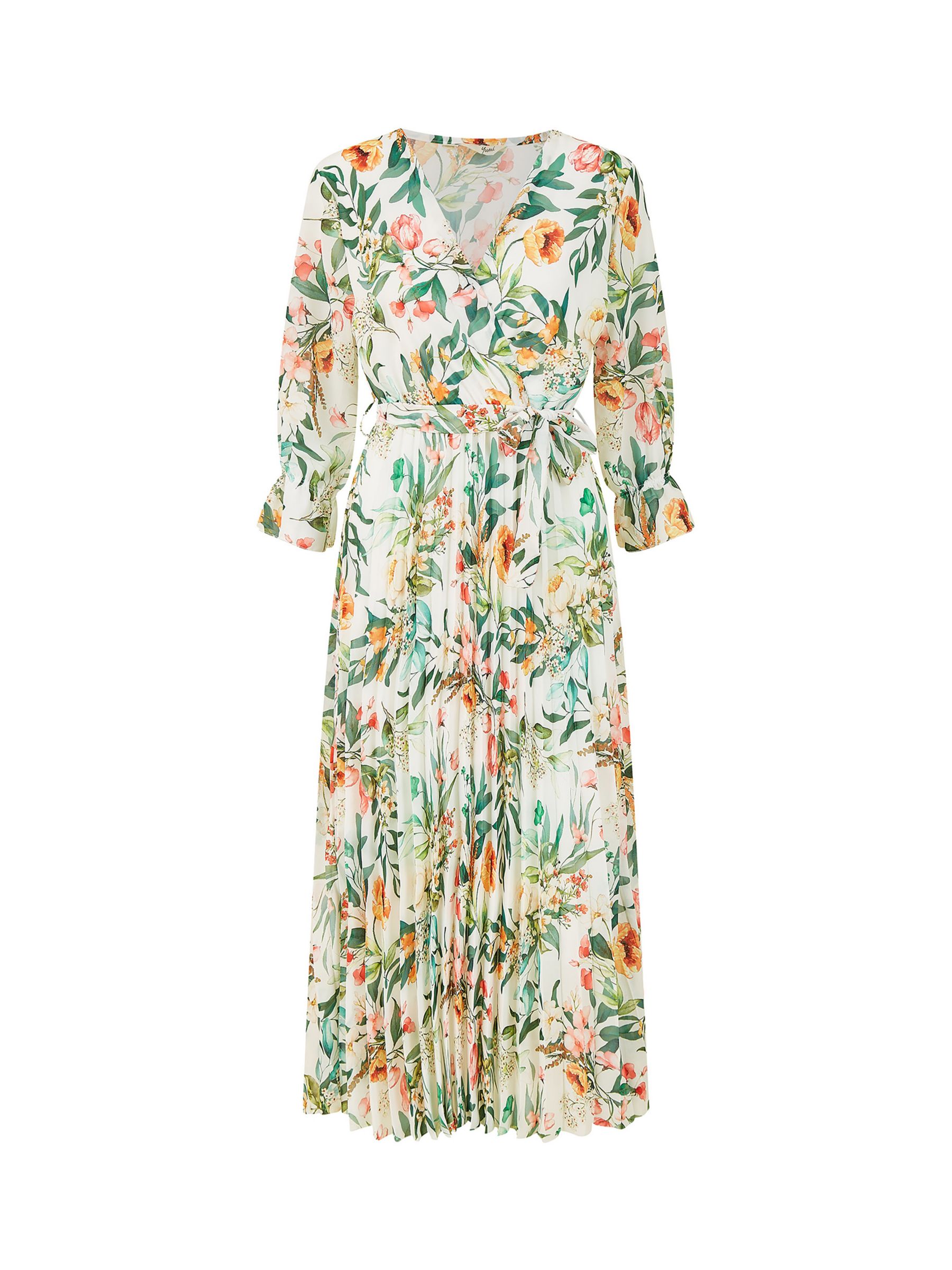 Yumi Floral Print Midi Dress, Ivory at John Lewis & Partners
