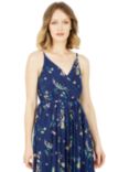 Yumi Botanical Bird Print Midi Dress, Navy