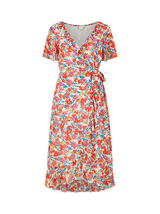 Yumi Floral Wrap Midi Dress, Multi