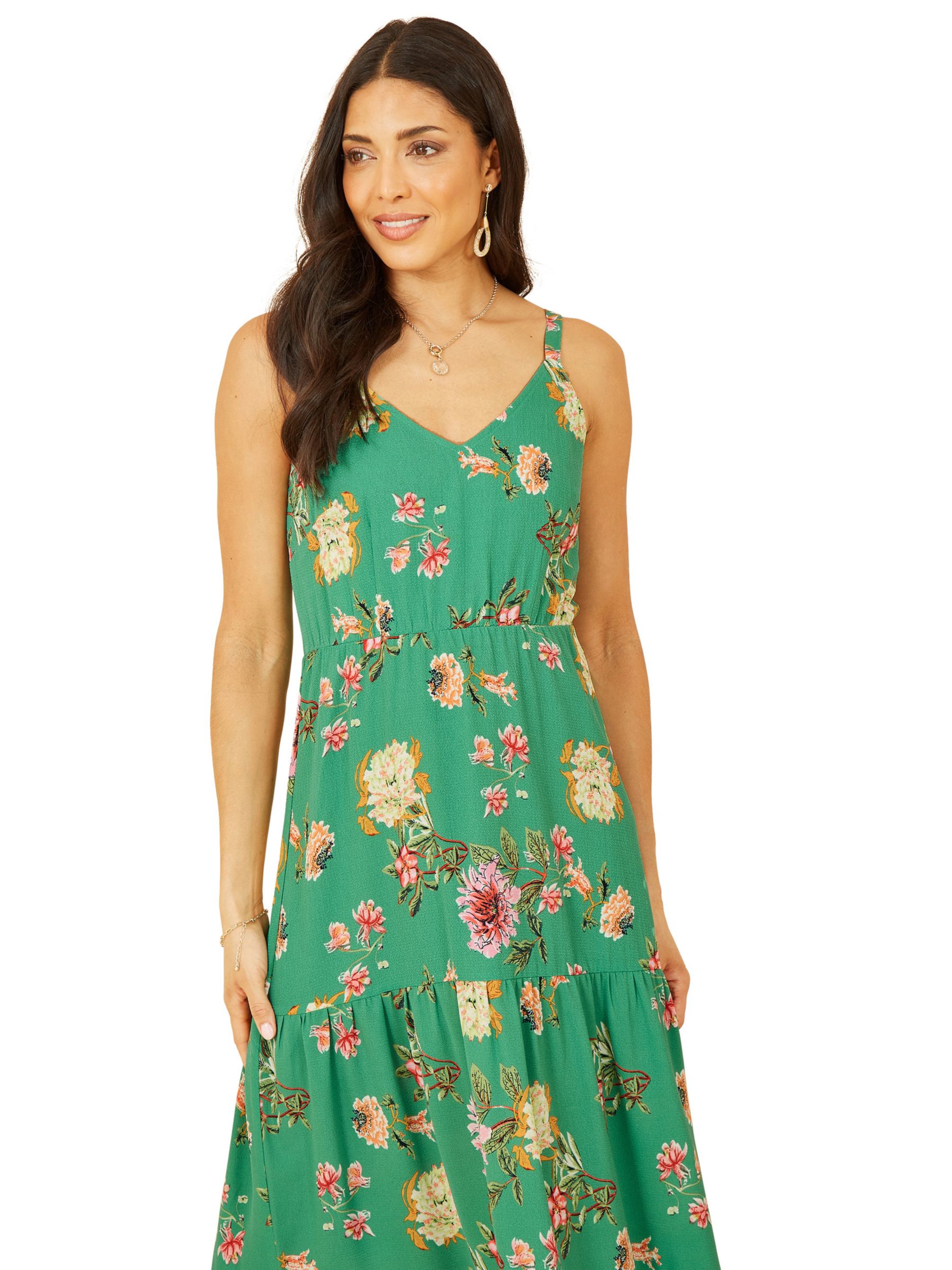 Yumi Floral Print Maxi Dress, Green at John Lewis & Partners