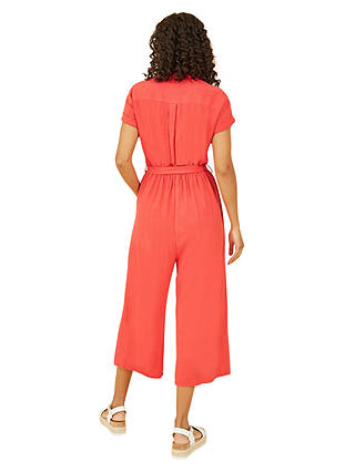 Yumi Viscose Button Up Jumpsuit, Red