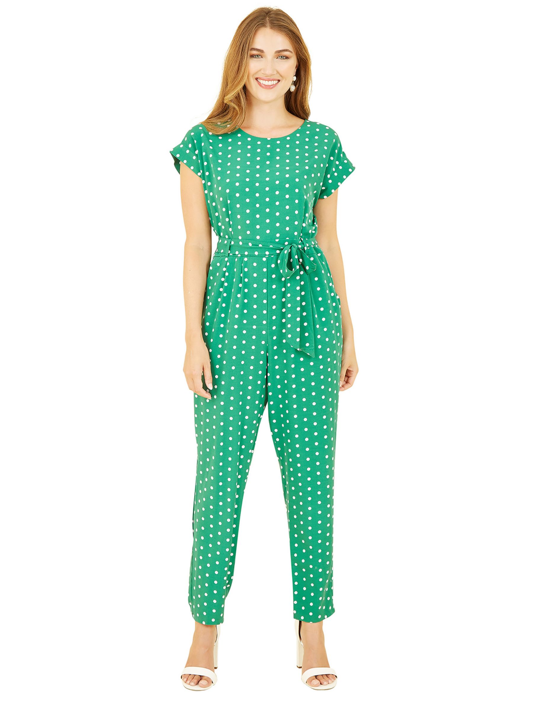 Yumi Spot Print Jumpsuit, Green, 8