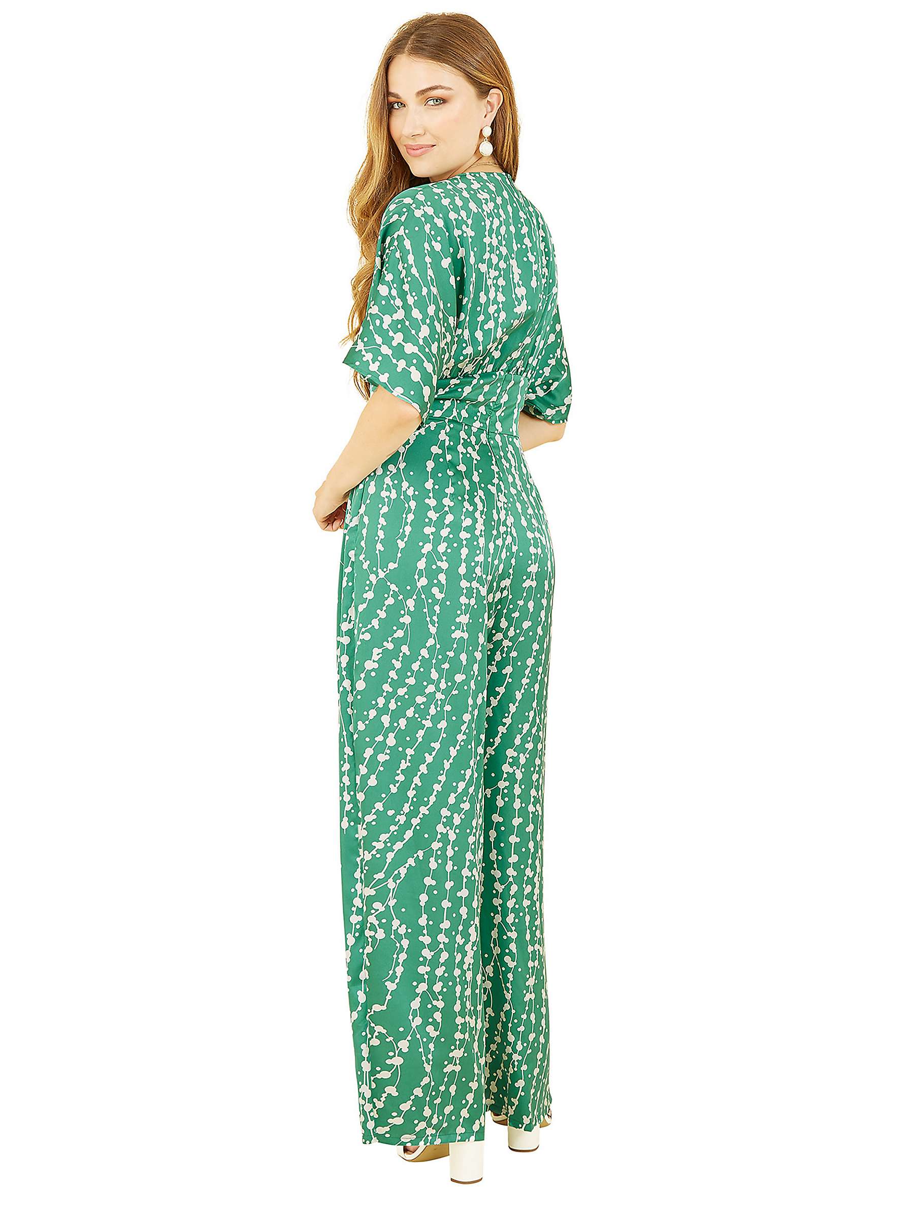 Buy Yumi Abstract Print Satin Jumpsuit, Green Online at johnlewis.com