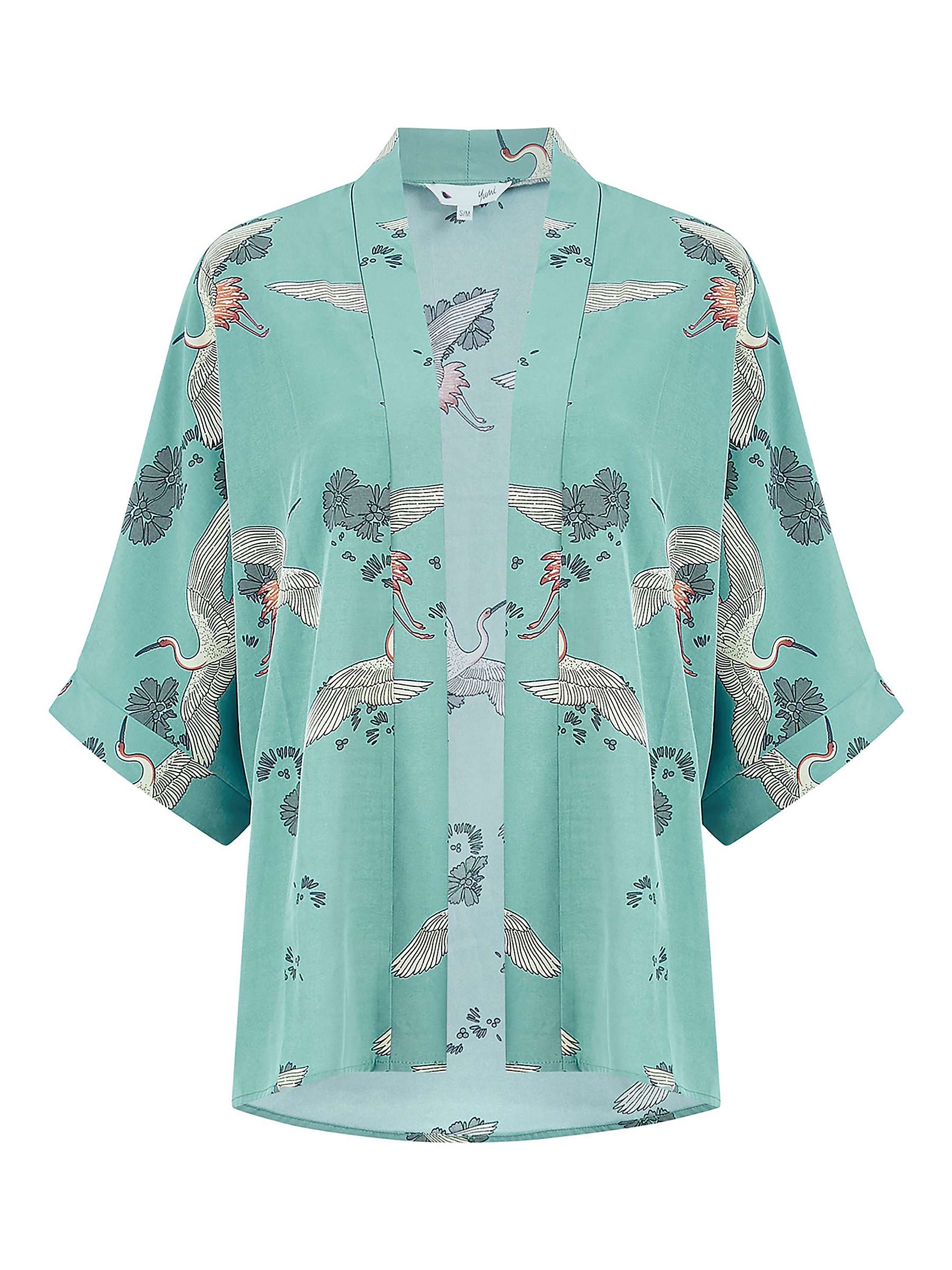 Buy Yumi Crane Print Kimono, Green Online at johnlewis.com