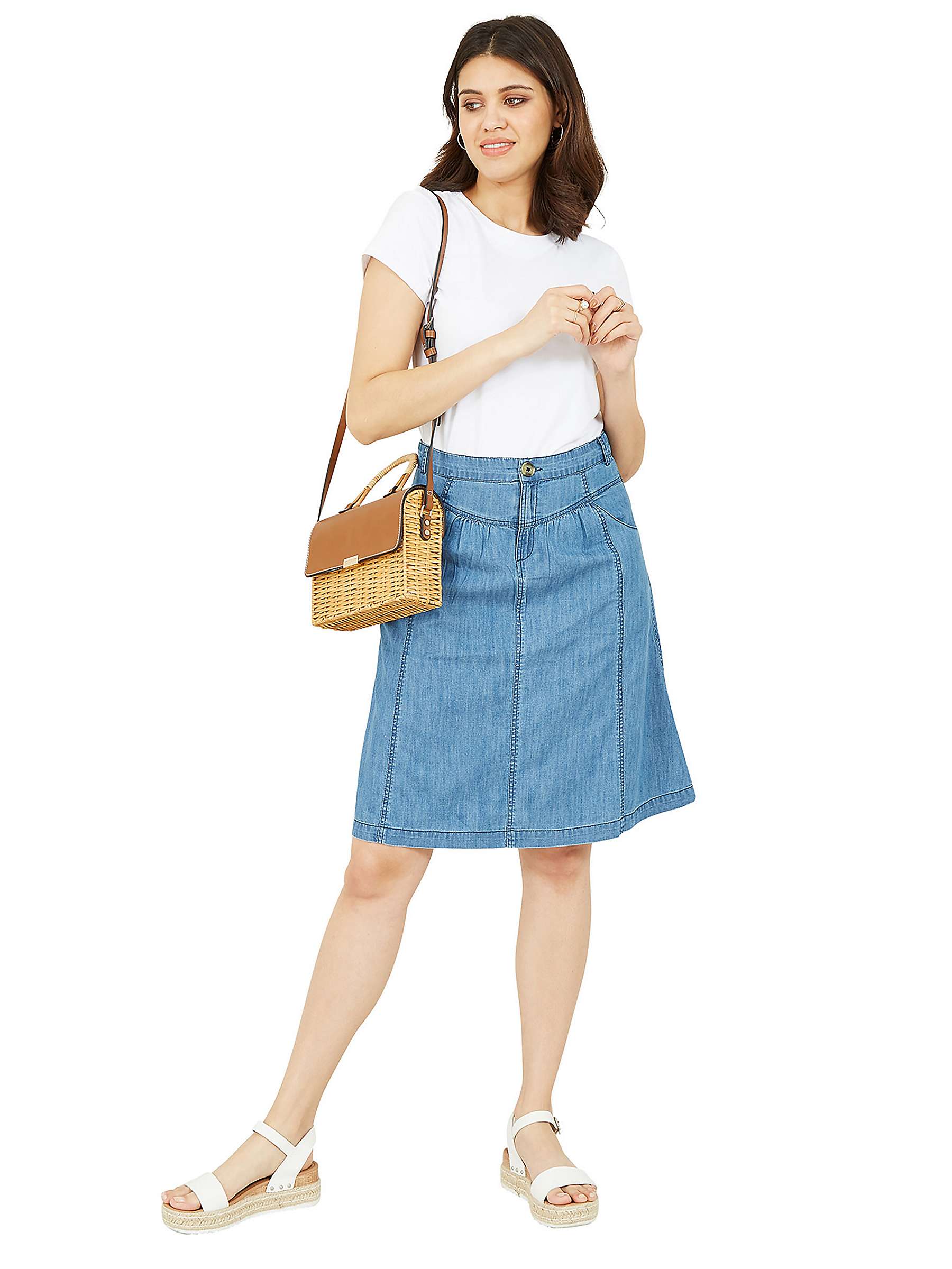 Buy Yumi Chambray A-Line Skirt, Light Blue Online at johnlewis.com