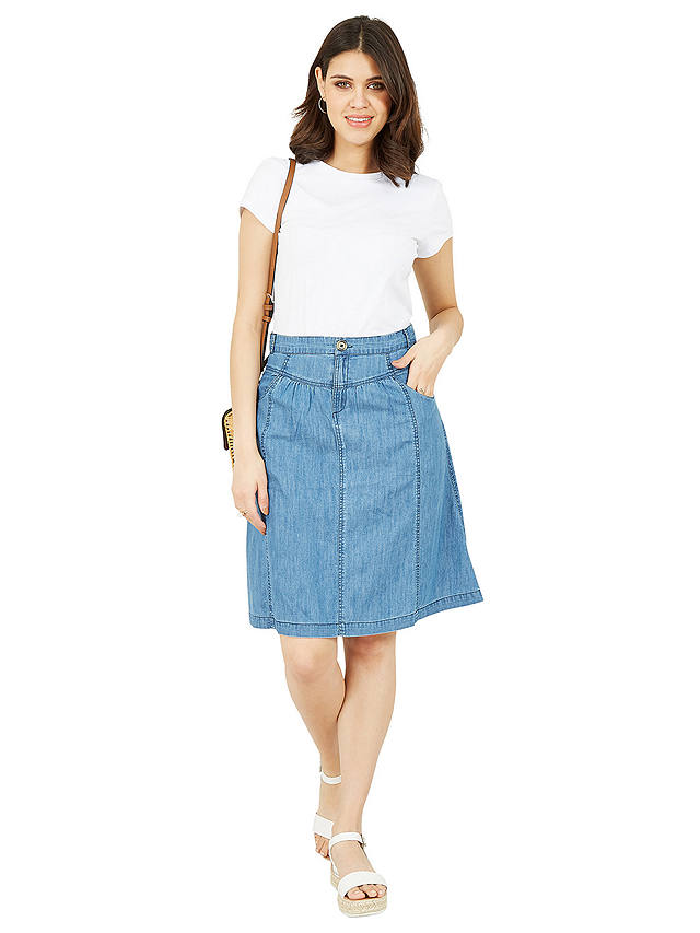 Yumi Chambray A-Line Skirt, Light Blue