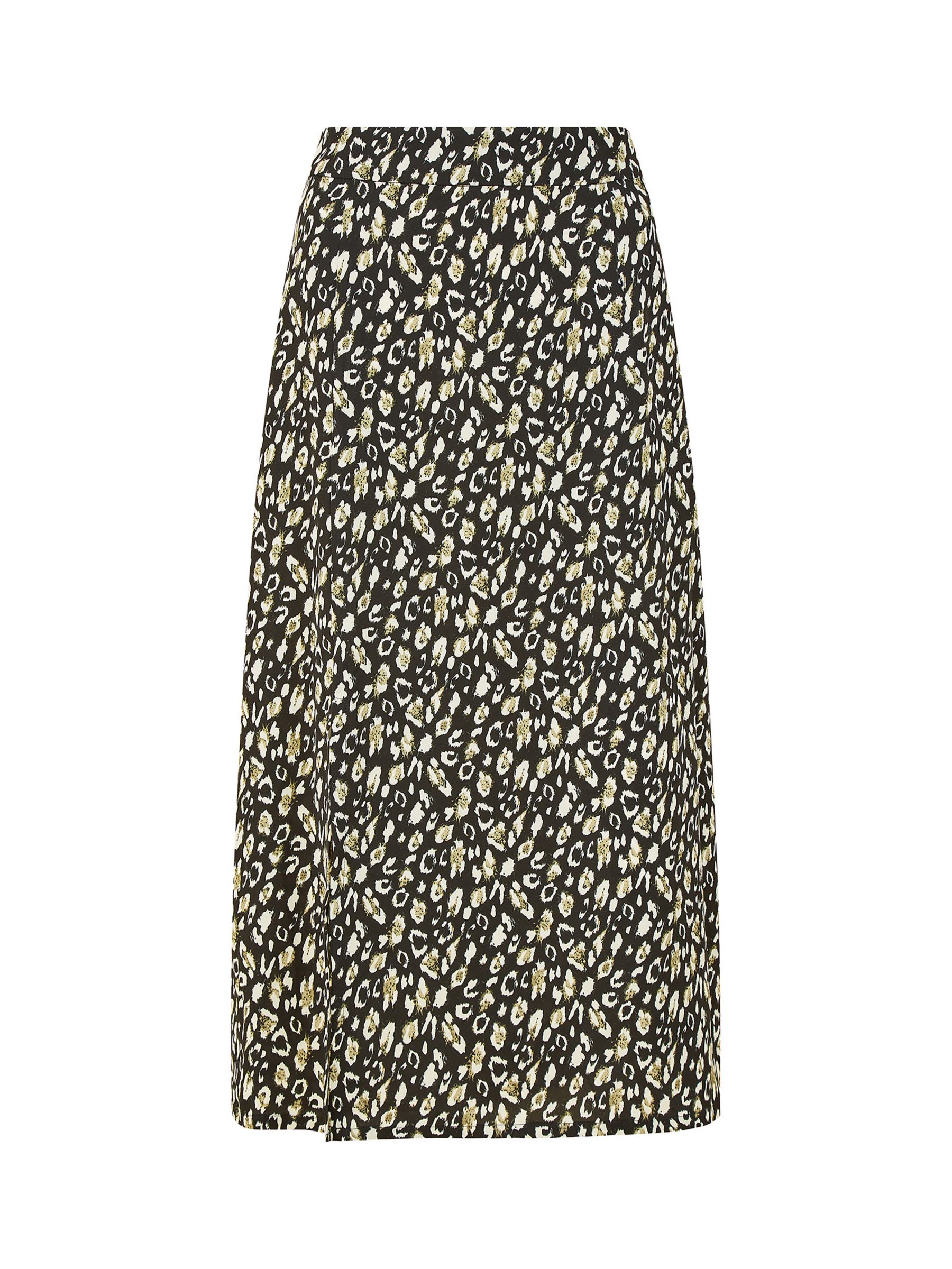 Buy Yumi Leopard Print Midi Skirt, Black Online at johnlewis.com