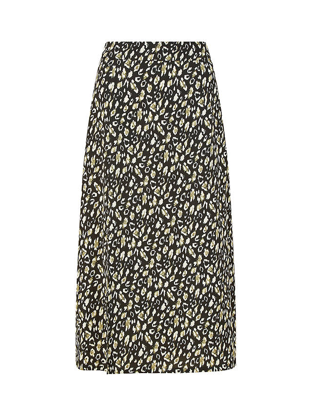Yumi Leopard Print Midi Skirt, Black