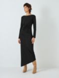 John Lewis Plain Ruched Asymmetric Dress, Black