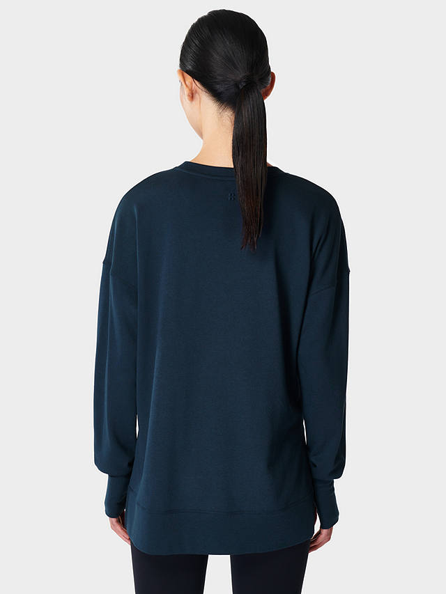Sweaty Betty Plain Organic Cotton Blend Sweatshirt, Navy Blue