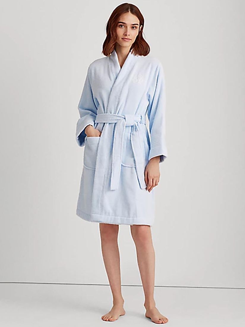Lauren Ralph Lauren Greenwich Towelling Robe, Blue at John Lewis & Partners