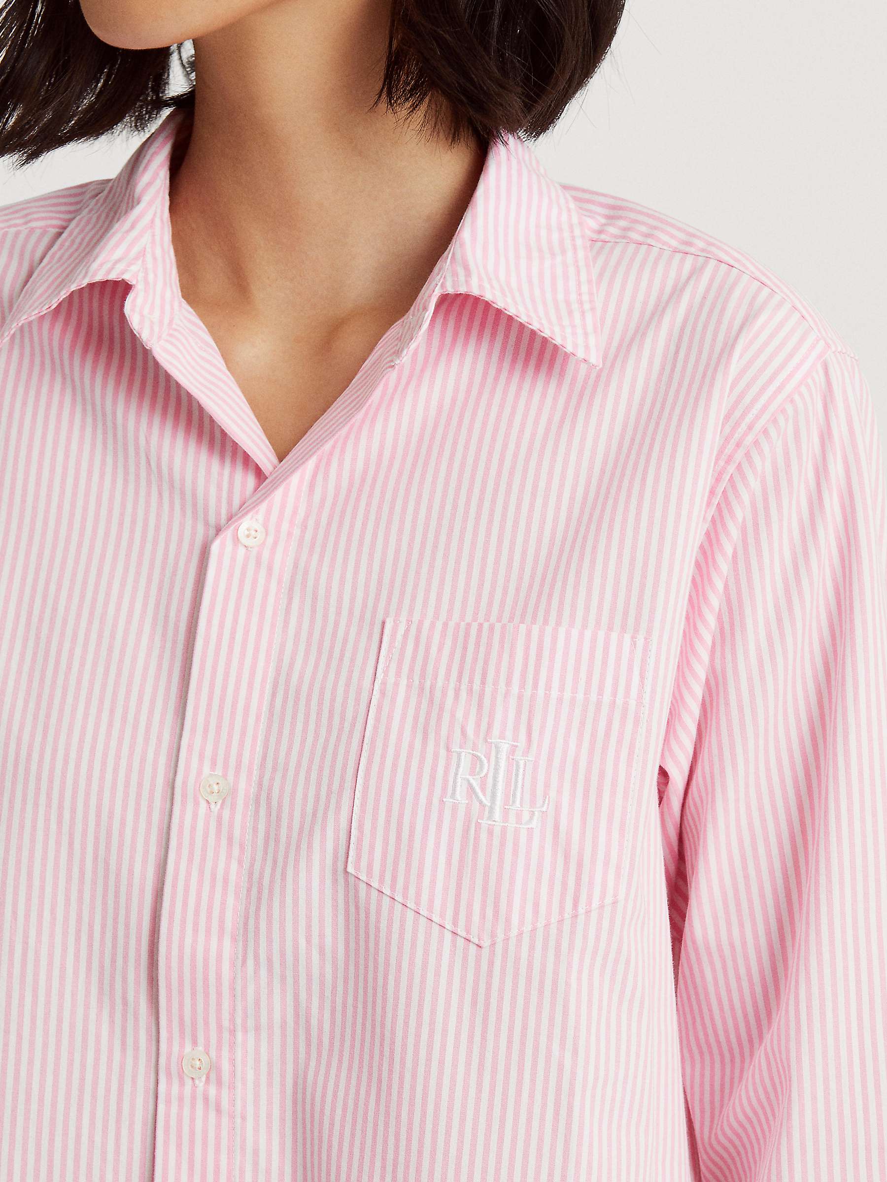 Buy Lauren Ralph Lauren Long Sleeve Stripe Nightshirt, Pink Online at johnlewis.com