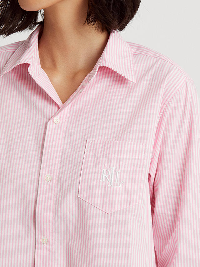 Lauren Ralph Lauren Long Sleeve Stripe Nightshirt, Pink