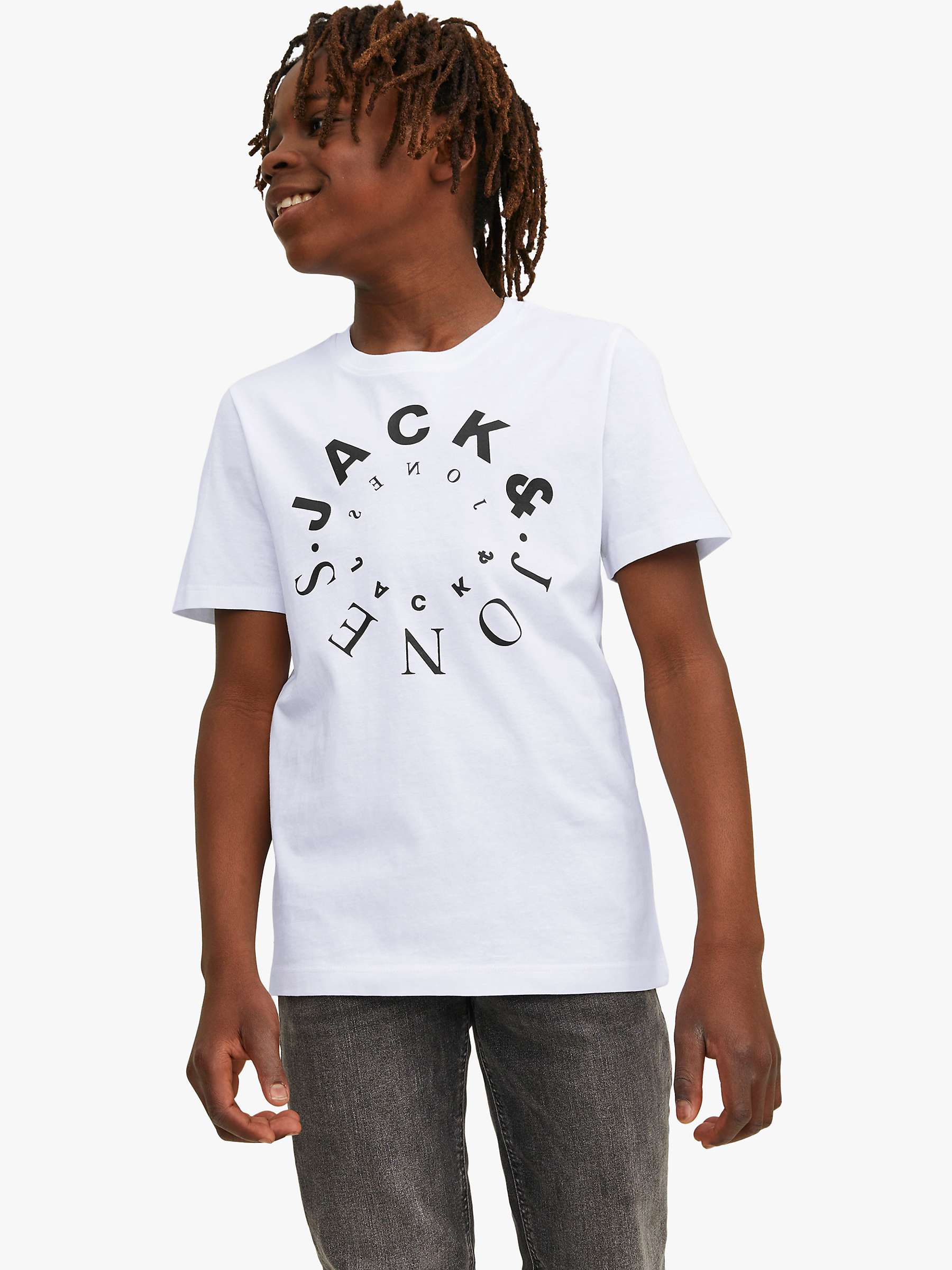 Jack & Jones Kids' Logo T-Shirt, Pack of 3, White at John Lewis & Partners