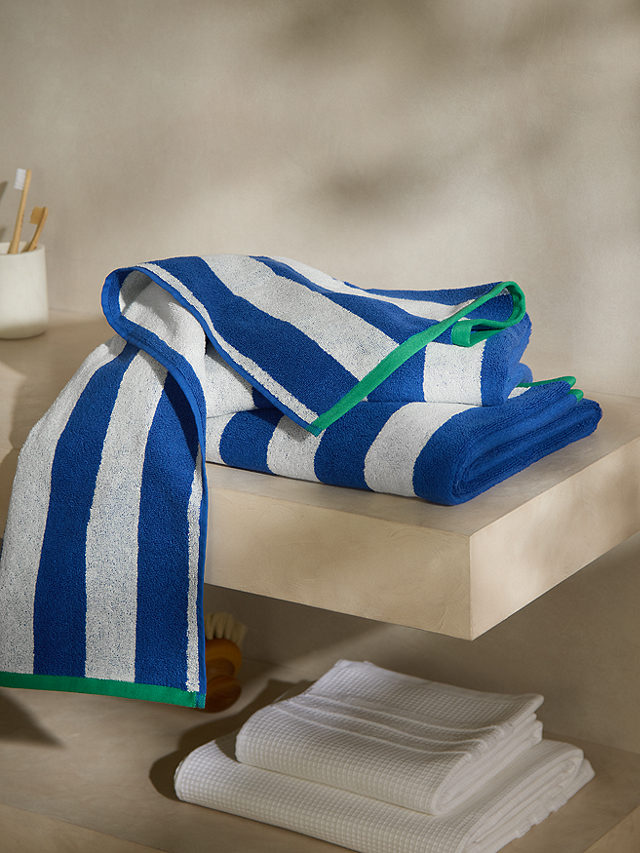 John Lewis ANYDAY Stripe Hand Towel, Cobalt