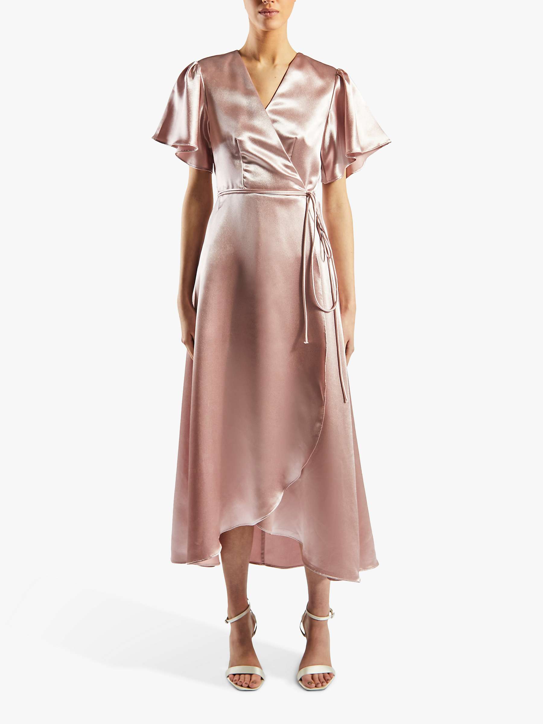 Buy True Decadence Satin Wrap Midi Dress, Champagne Online at johnlewis.com