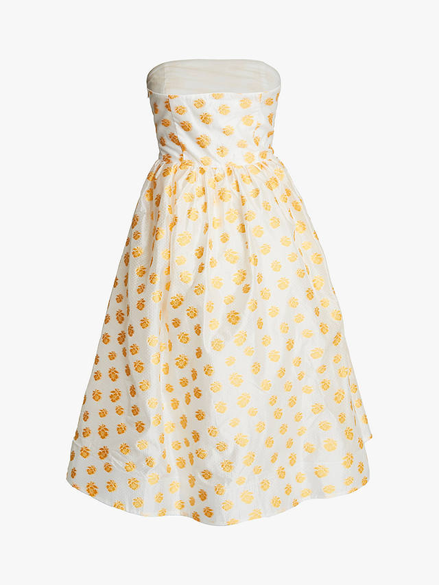 True Decadence Floral Jacquard Dress, Cream/Mustard