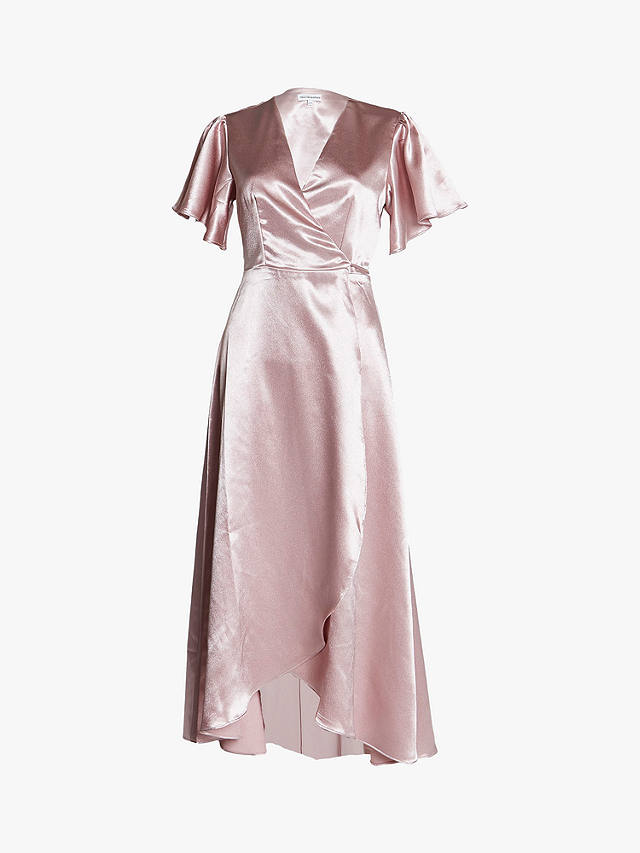 True Decadence Satin Wrap Midi Dress, Dusty Pink