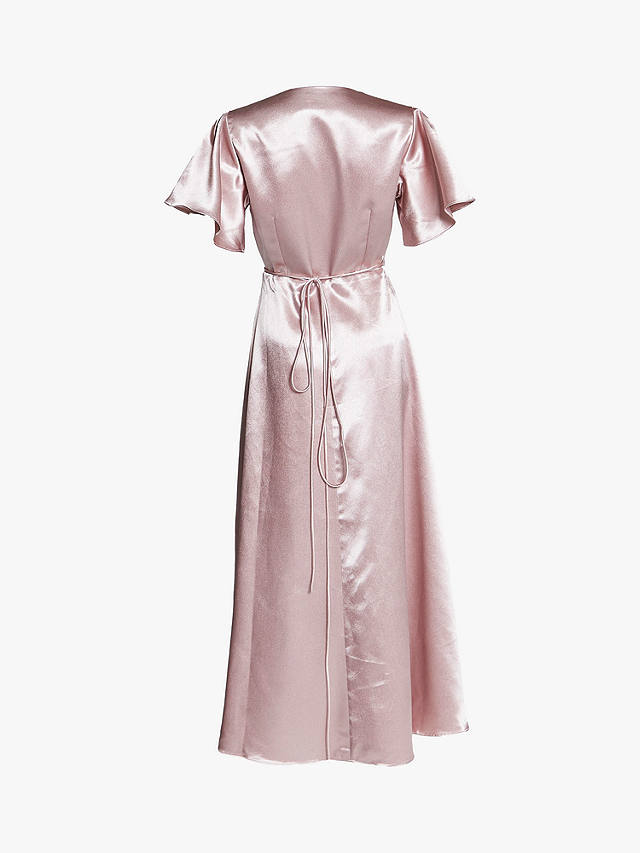 True Decadence Satin Wrap Midi Dress, Dusty Pink
