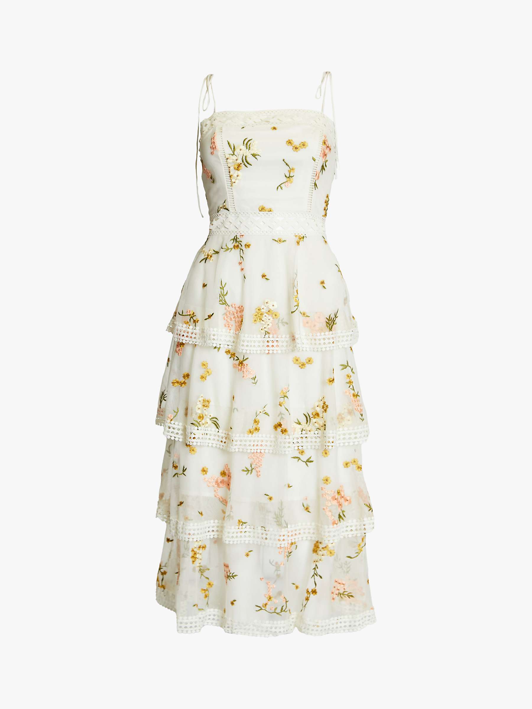 Buy True Decadence Embroidery Strappy Tiered Midi Dress, White Online at johnlewis.com