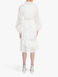 True Decadence Broderie Lace Trim Tiered Midi Dress, White