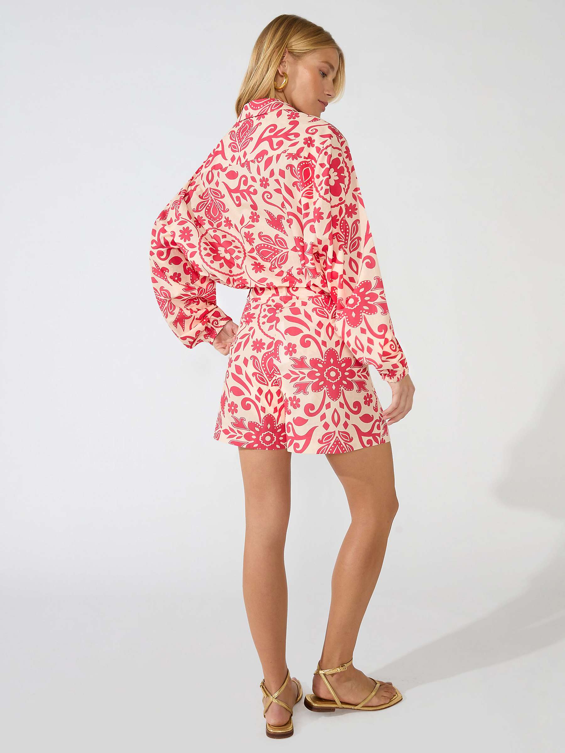 Buy Ro&Zo Coral Paisley Shorts, Orange/White Online at johnlewis.com