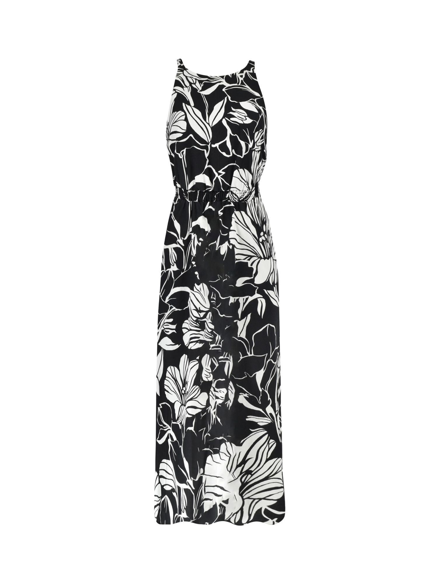 Ro&Zo Floral Midi Dress, Black/White at John Lewis & Partners