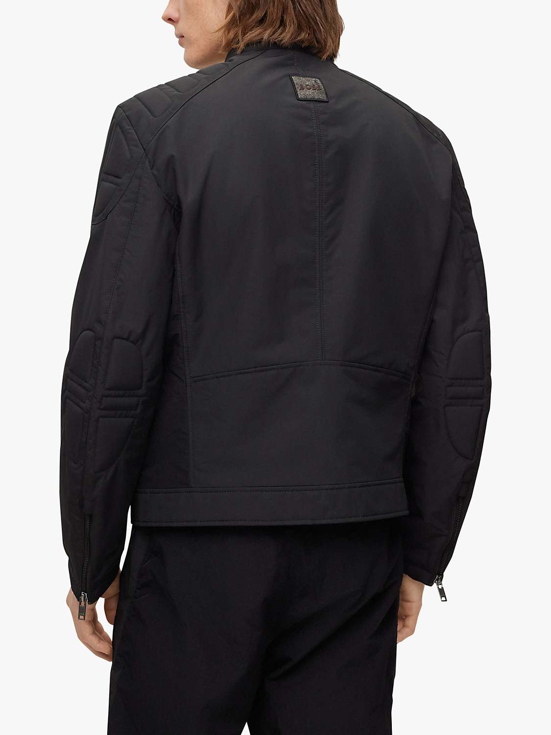 Buy BOSS Ocasey Padded Shoulder Zipped Biker Jacket, Black Online at johnlewis.com