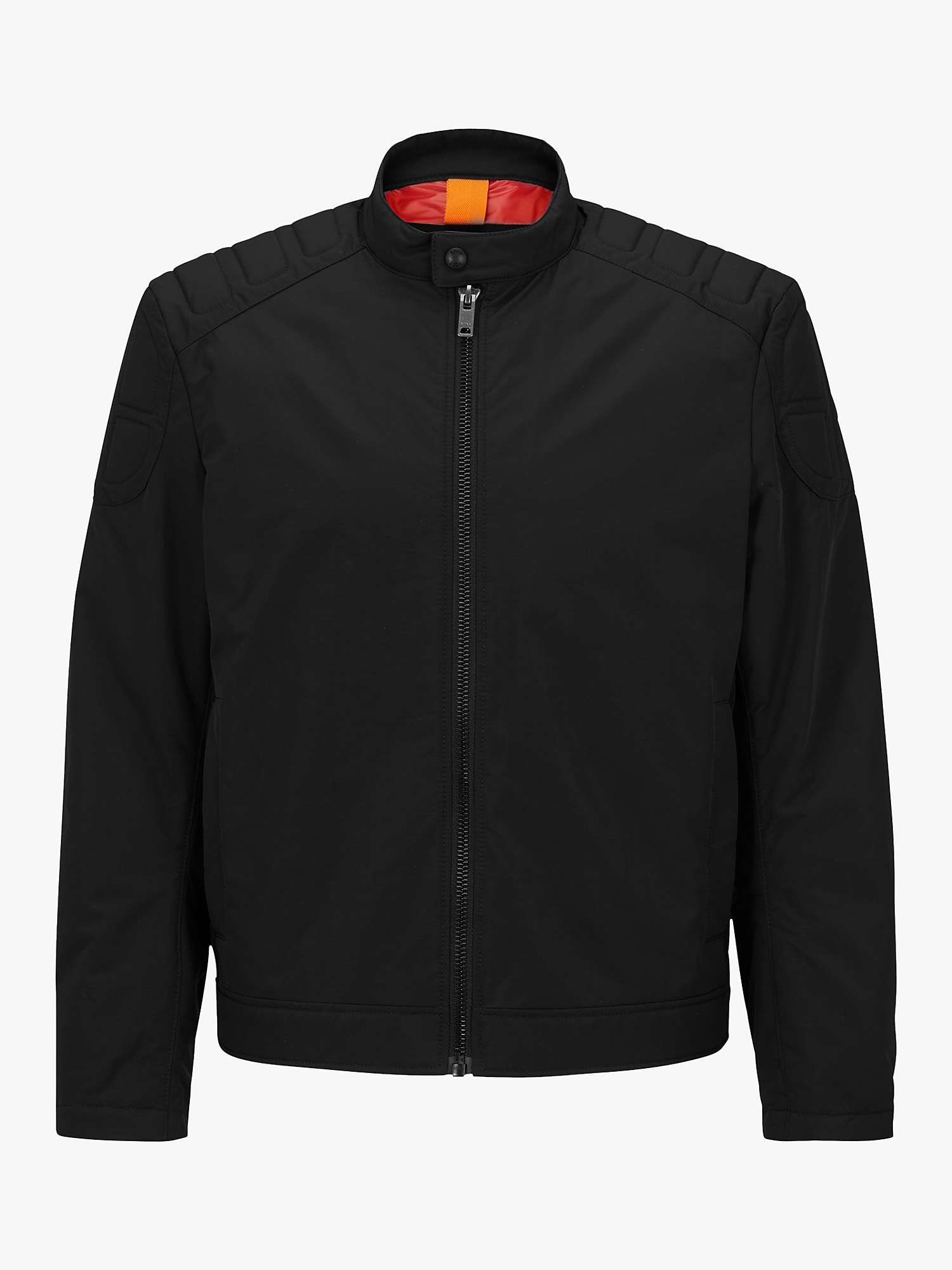 Buy BOSS Ocasey Padded Shoulder Zipped Biker Jacket, Black Online at johnlewis.com