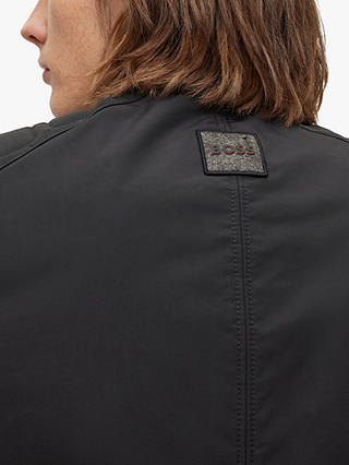 BOSS Ocasey Padded Shoulder Zipped Biker Jacket, Black