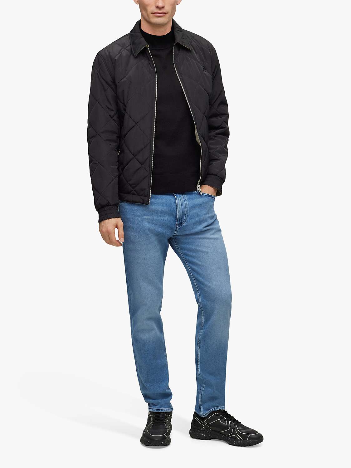 BOSS Taber 449 Tapered Fit Jeans, Turquoise/Aqua at John Lewis & Partners