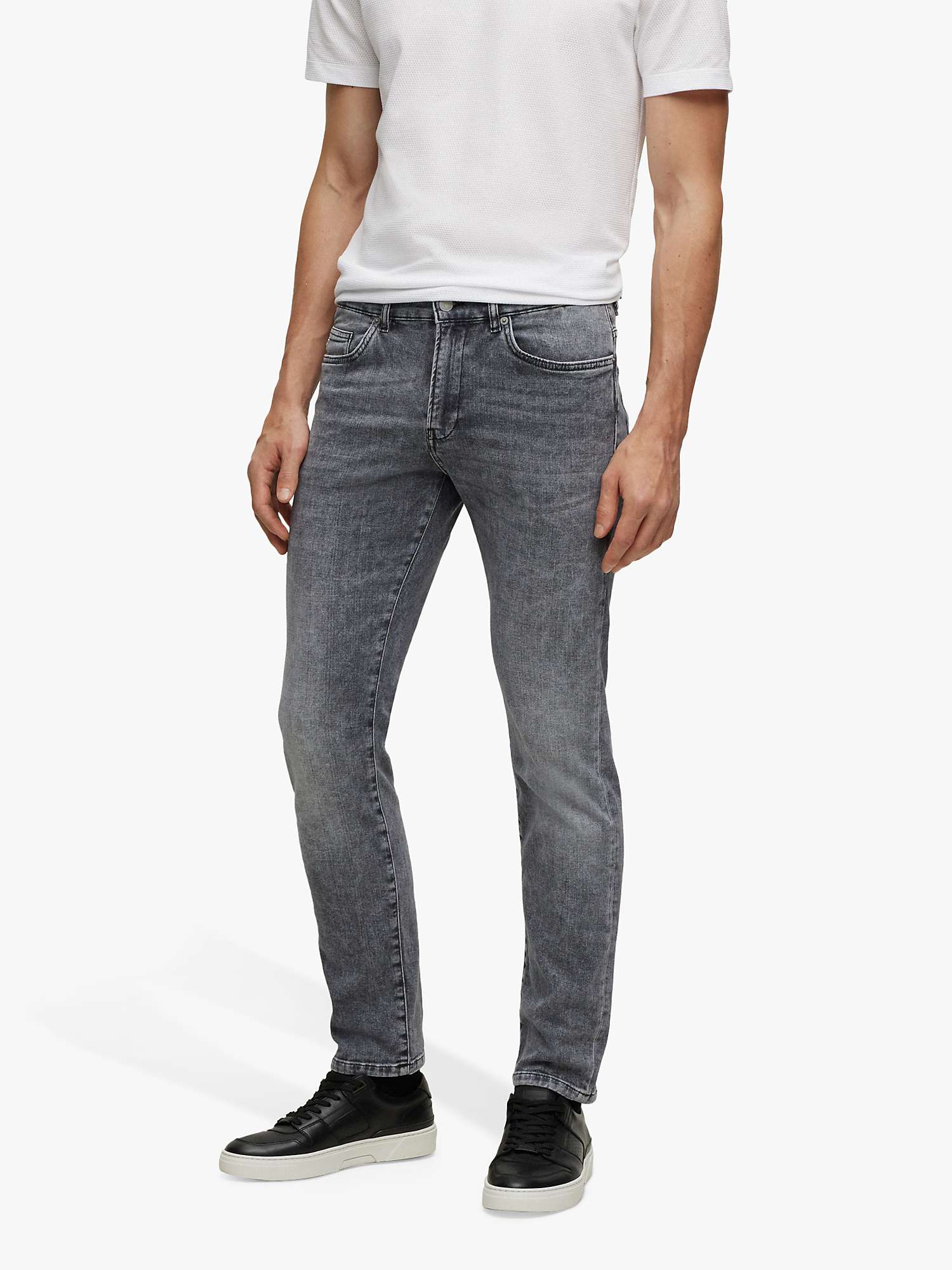 Buy BOSS Delware Slim Fit Jeans, Charcoal Online at johnlewis.com