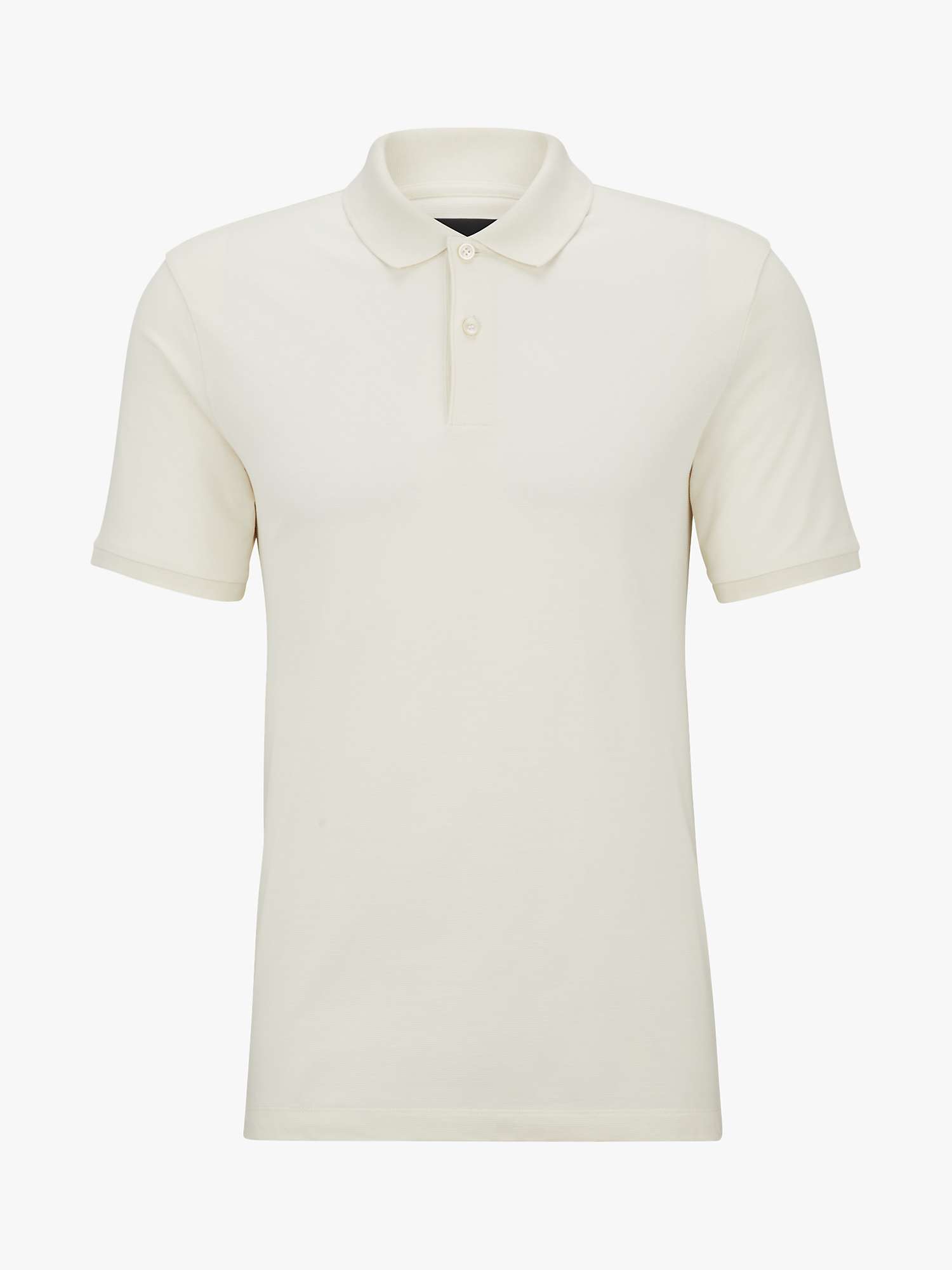 BOSS Parlay 195 Structure Jersey Polo Shirt, White at John Lewis & Partners