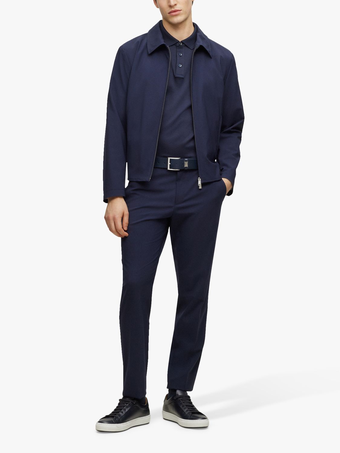 BOSS Parlay 143 Polo Shirt, Dark Blue at John Lewis & Partners