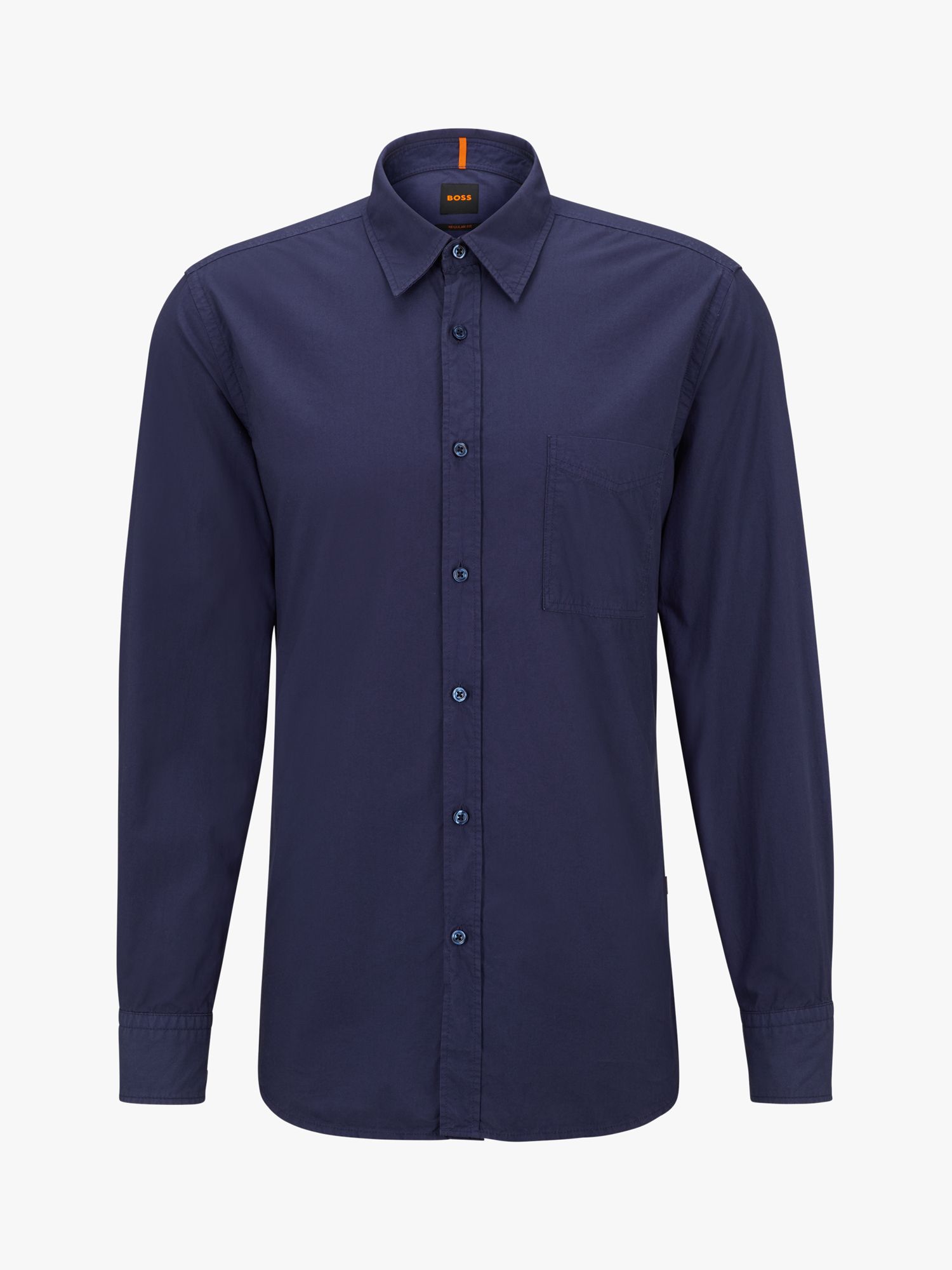 BOSS Relegant Regular Fit Garment Dyed Shirt, Navy, XL