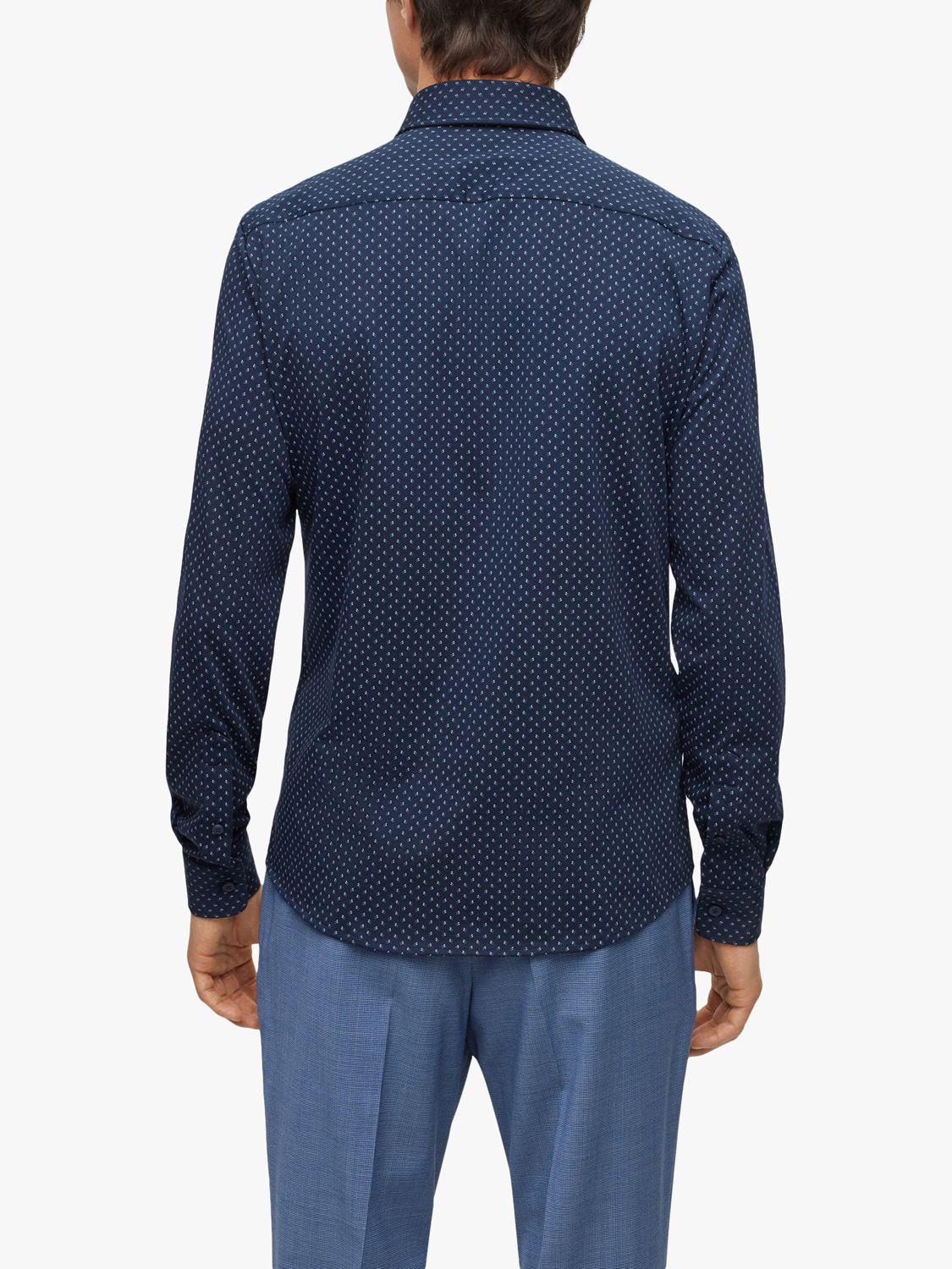 BOSS Roan Kent Oxford Slim Fit Shirt, Blue/White