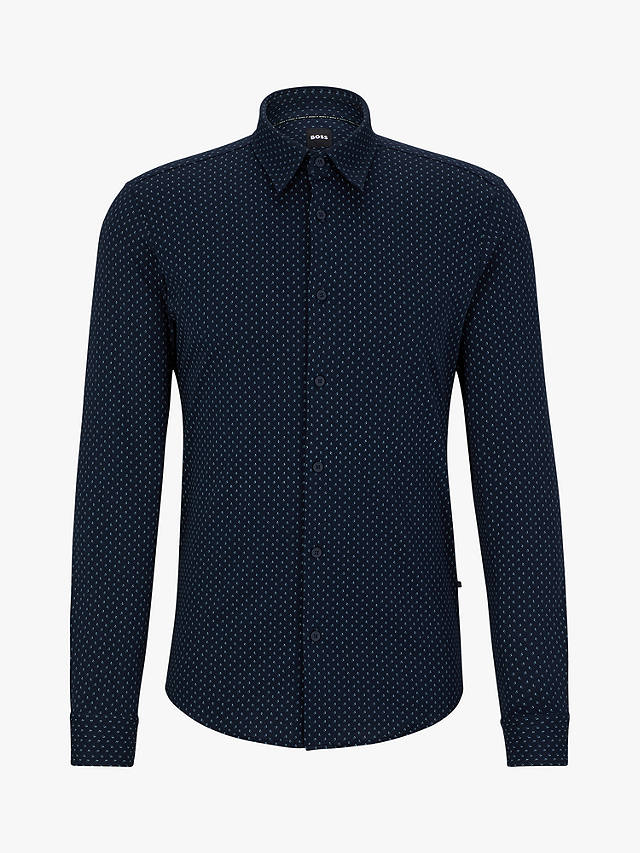 BOSS Roan Kent Oxford Slim Fit Shirt, Blue/White at John Lewis & Partners
