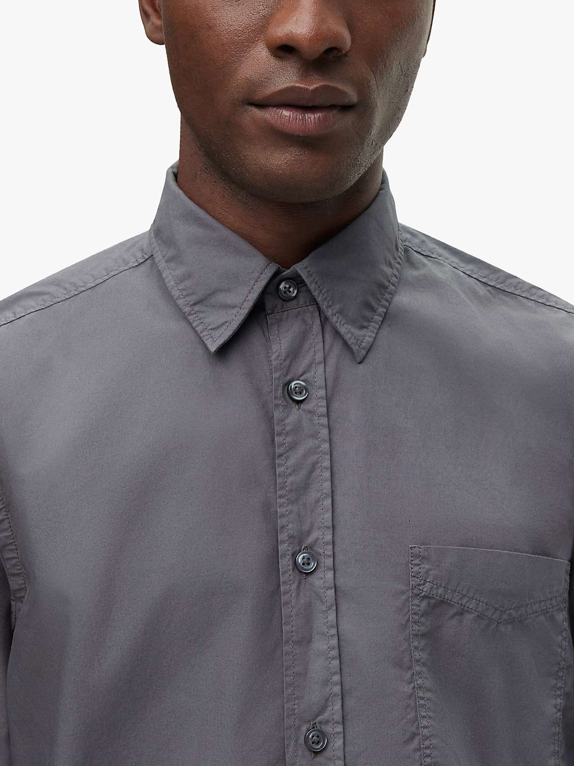BOSS Relegant Regular Fit Garment Dyed Shirt, Dark Grey at John Lewis ...