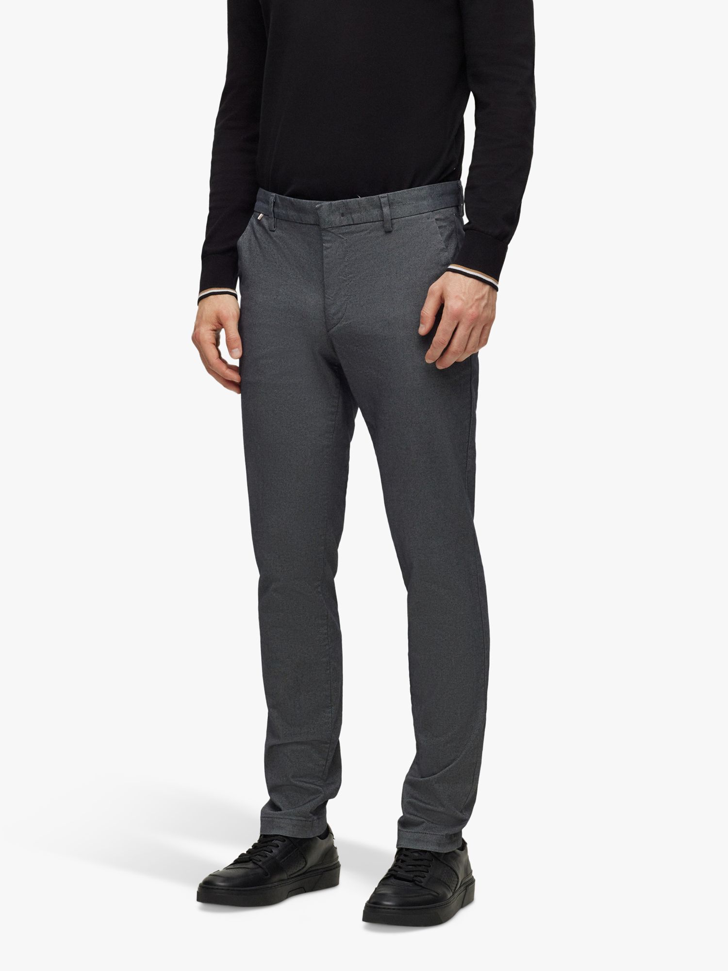 BOSS Kaito Slim Fit Trousers, Silver at John Lewis & Partners