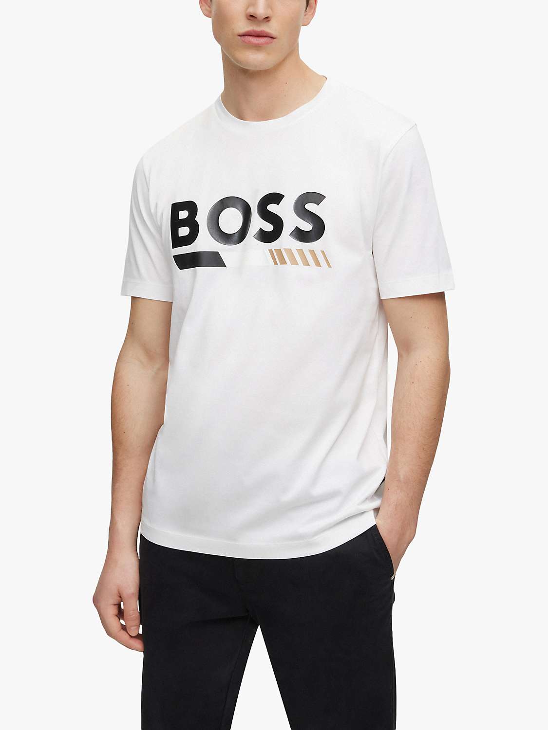 BOSS Tiburt 410 T-Shirt, White at John Lewis & Partners