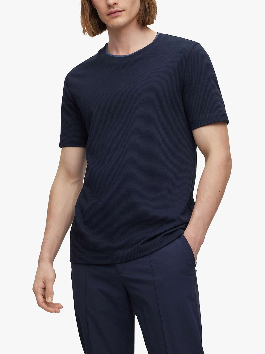 Buy BOSS Tessler 140 Short Sleeve Plain T-Shirt, Navy Online at johnlewis.com