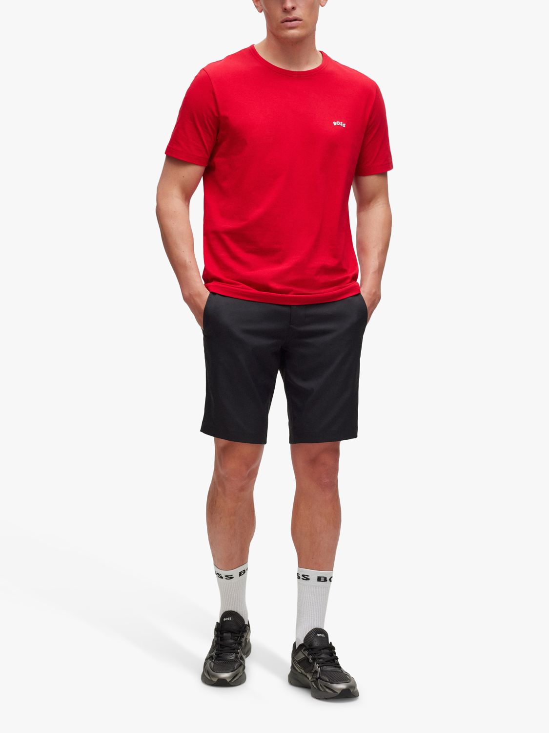 BOSS Curved Tee, Medium Red at John Lewis & Partners